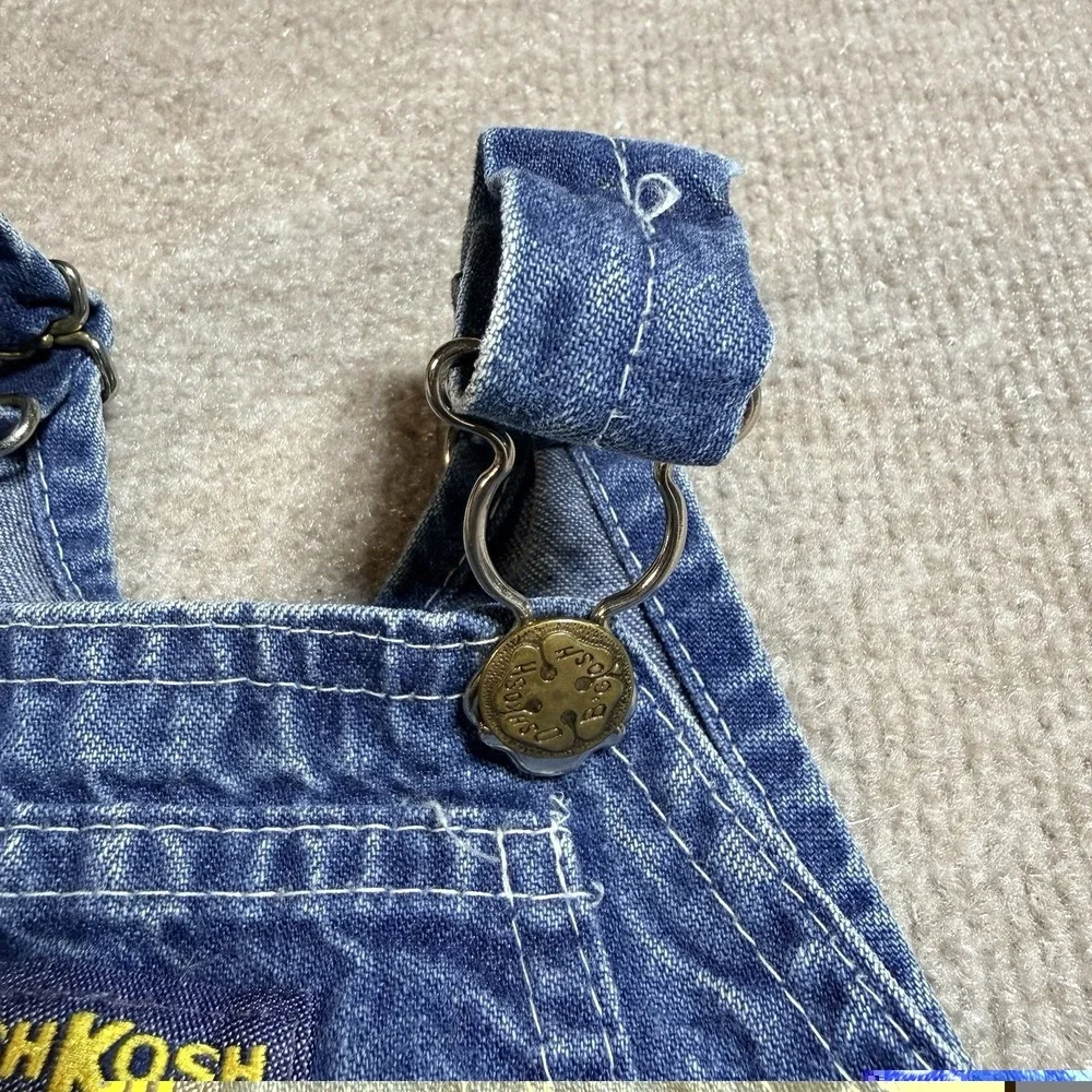 Vintage OshKosh B'Gosh Overalls 6-9M Made in USA Vestbak Denim Baby Blue 90s